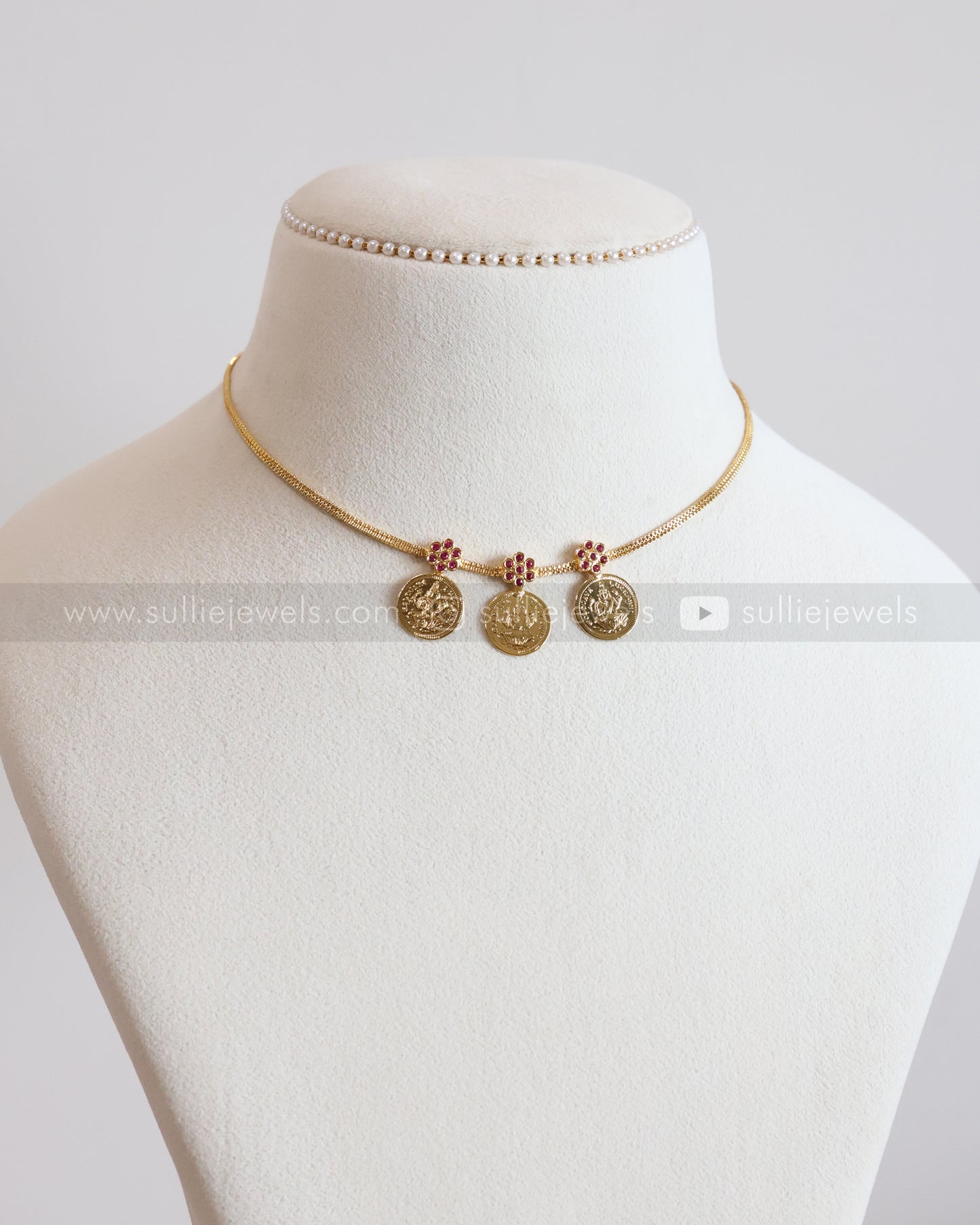 3932 - Ruby Flower Gold Plated Kashumaala