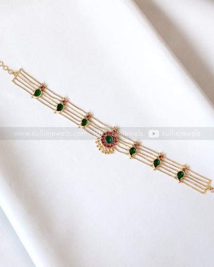 2093 - Gold Plated Palakka 5 layer Choker with Studs