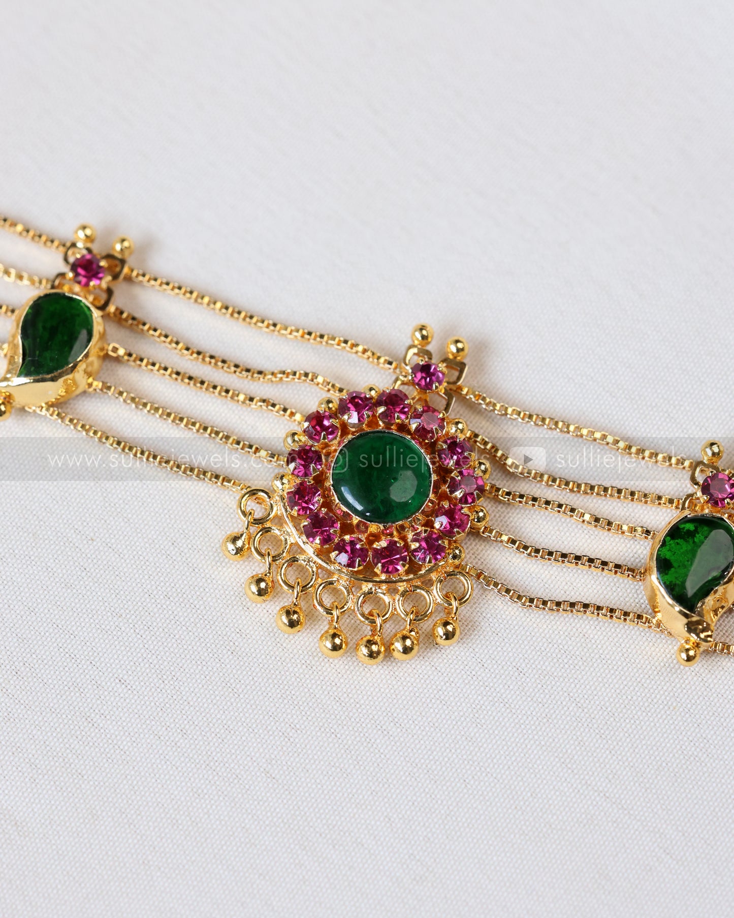 2093 - Gold Plated Palakka 5 layer Choker with Studs