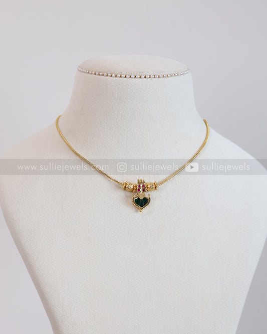 3930 - Gold Plated Single Palakka Pendant Chain