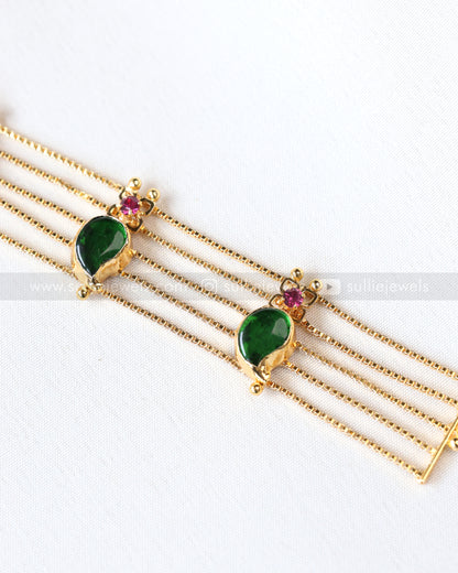 2093 - Gold Plated Palakka 5 layer Choker with Studs