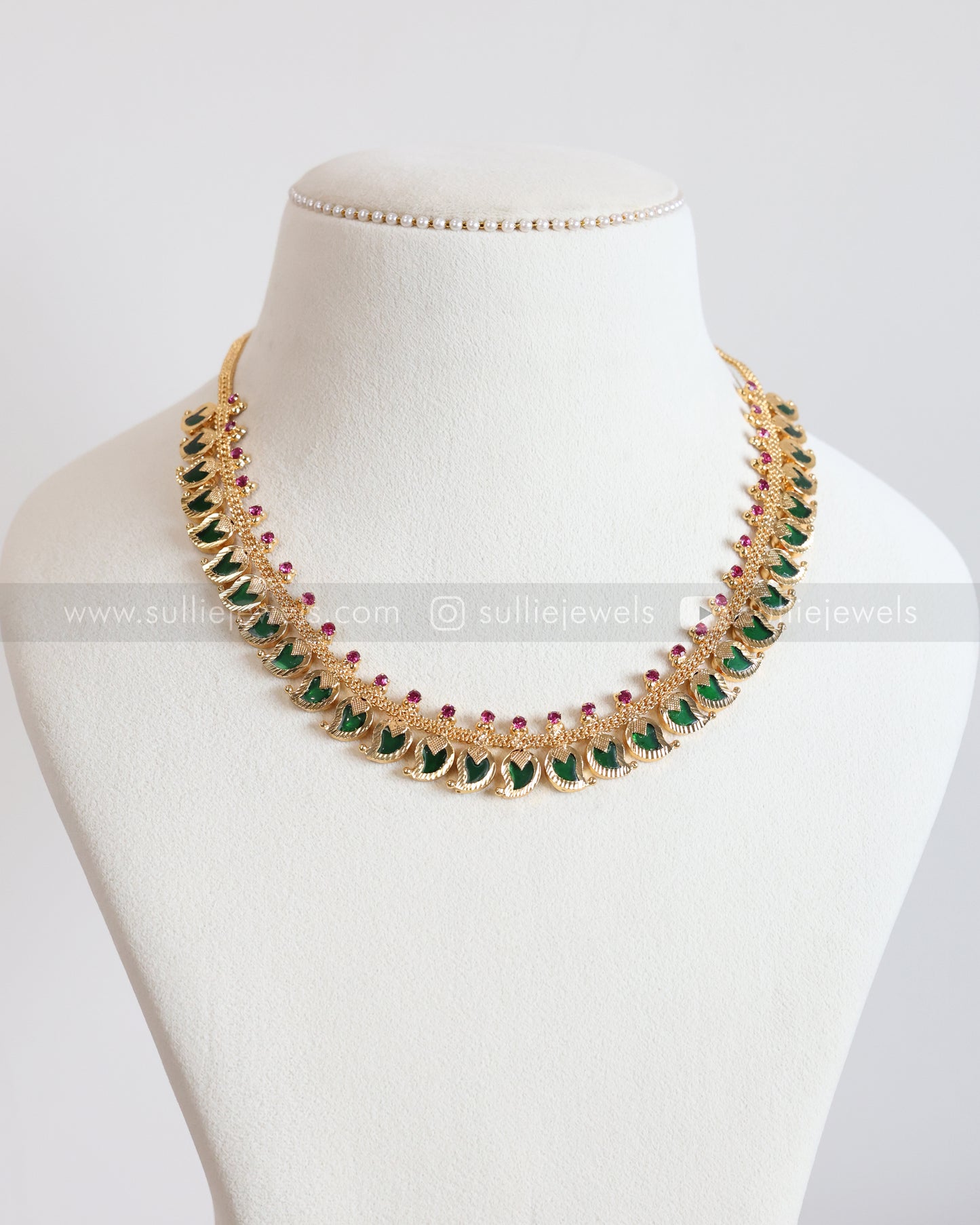 3929 - Gold Plated Nagapadam - Palakka Midlength Necklace