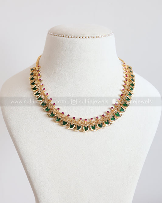 3929 - Gold Plated Nagapadam - Palakka Midlength Necklace