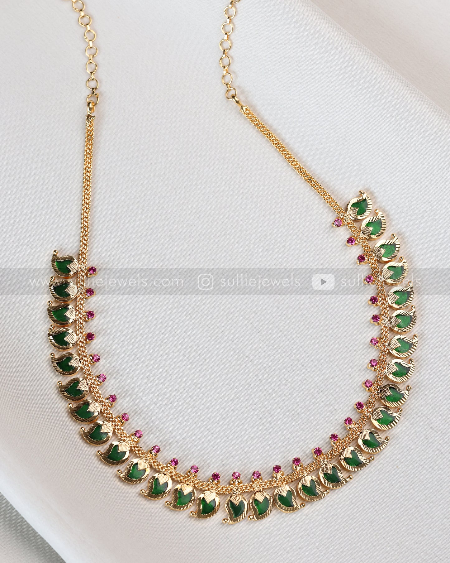 3929 - Gold Plated Nagapadam - Palakka Midlength Necklace
