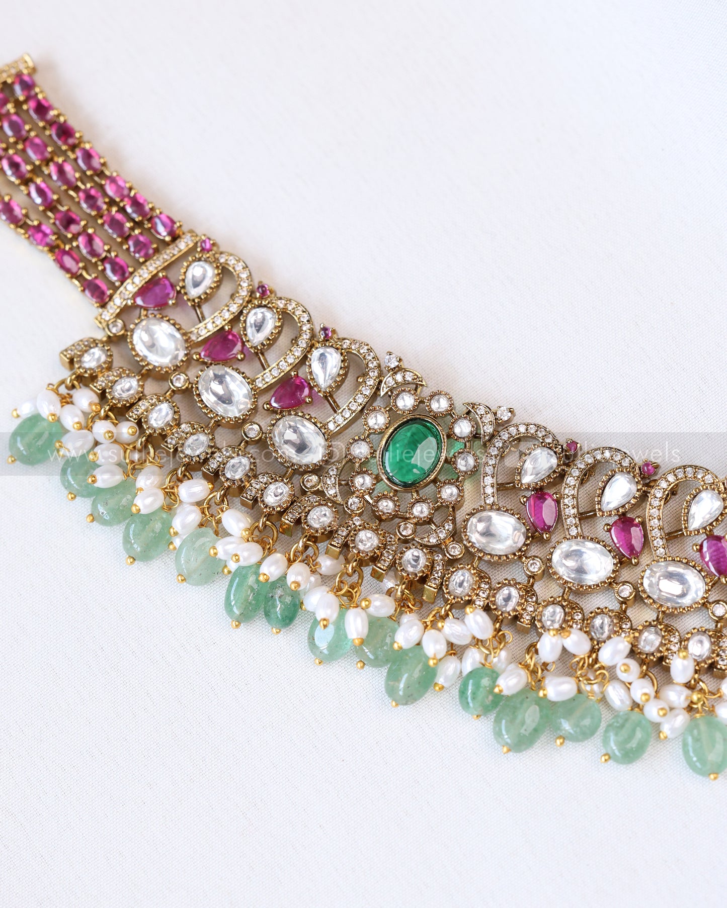 2106 - Emerald & Ruby Designer Choker with Stud