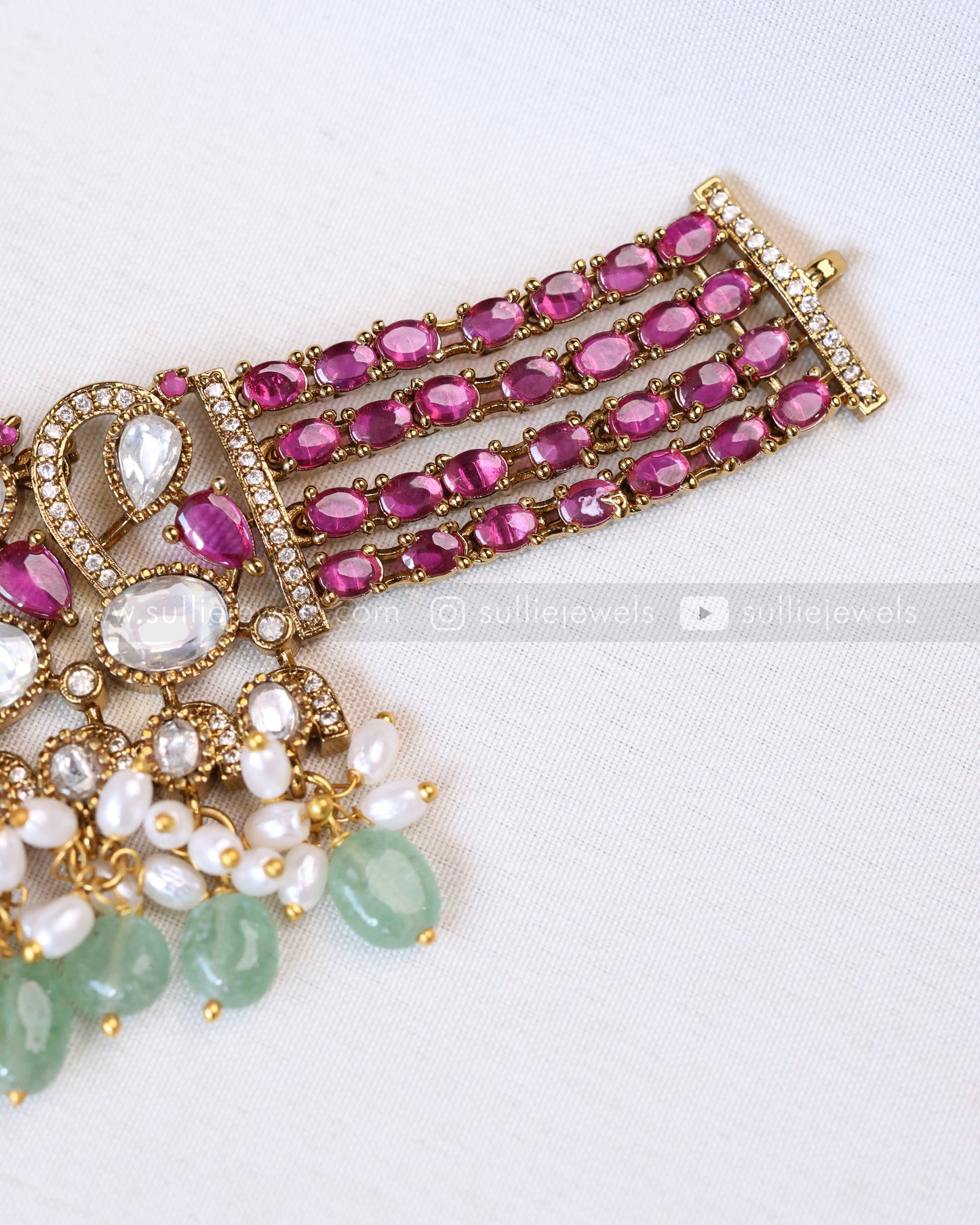 2106 - Emerald & Ruby Designer Choker with Stud