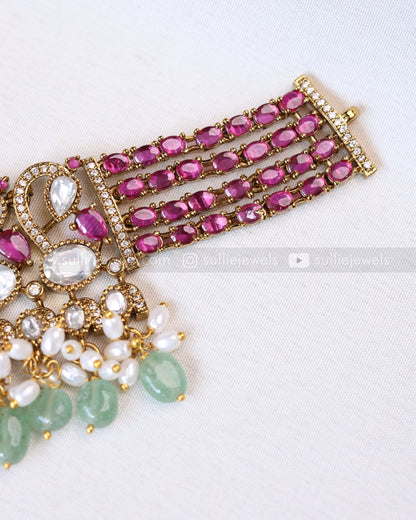 2106 - Emerald & Ruby Designer Choker with Stud