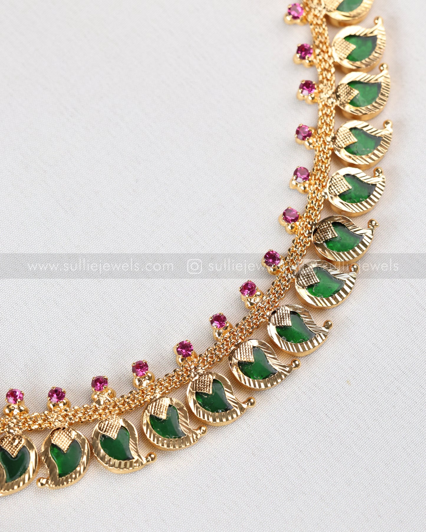 3929 - Gold Plated Nagapadam - Palakka Midlength Necklace