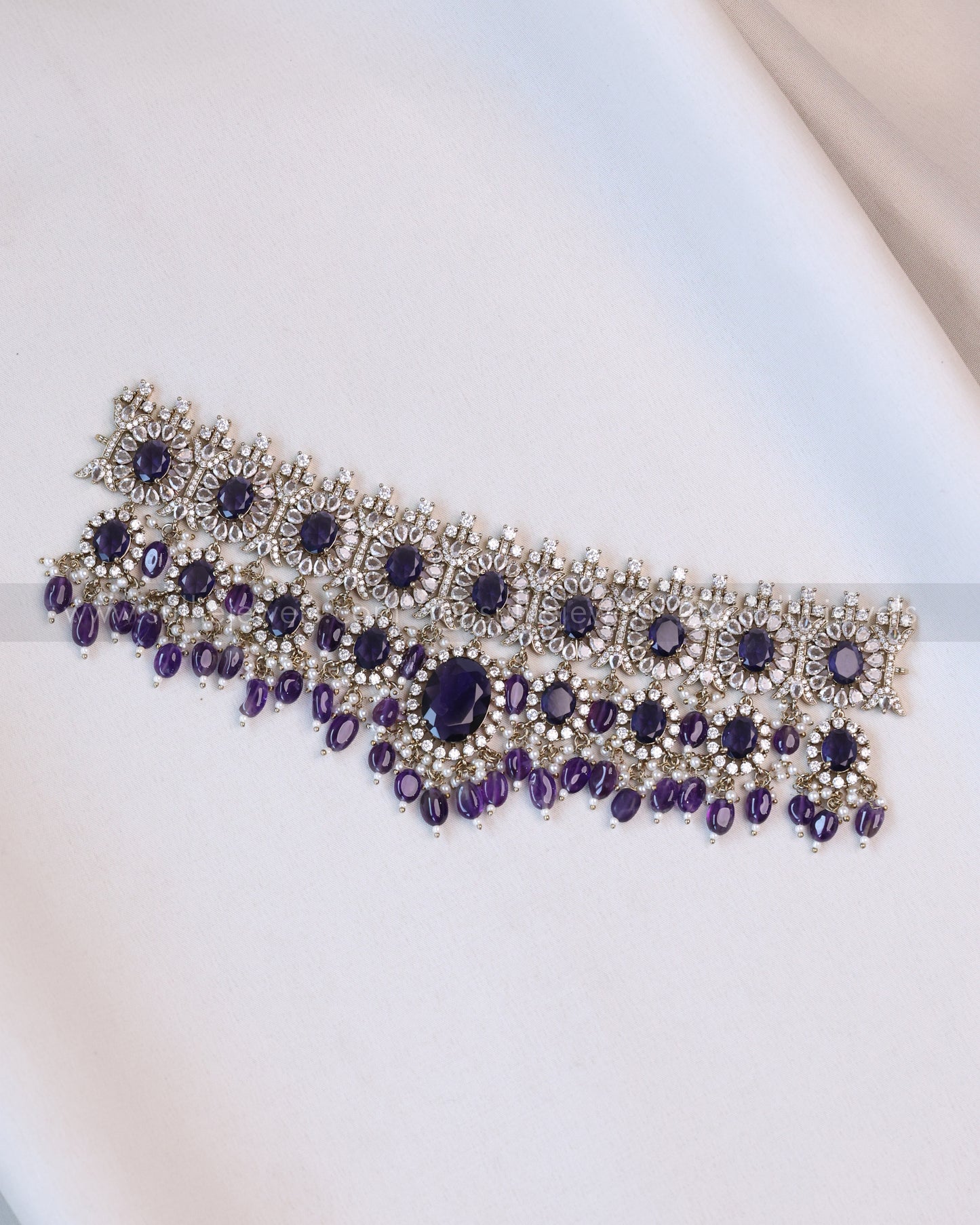 2105 - Premium Navy Blue Heavy Choker with Earrings