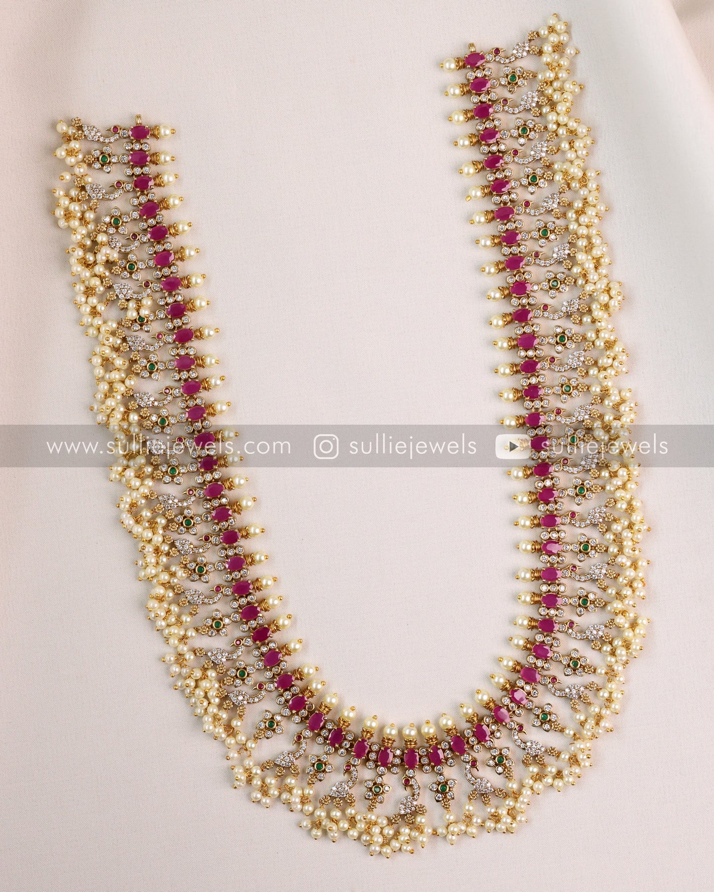 Peacock Guttapusalu Premium Long Chain with Earring