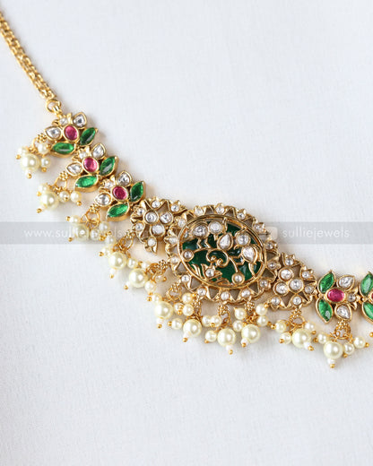 Kundan Inlay Premium Choker / Necklace with Earring