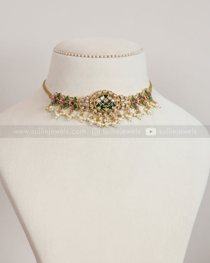 Kundan Inlay Premium Choker / Necklace with Earring