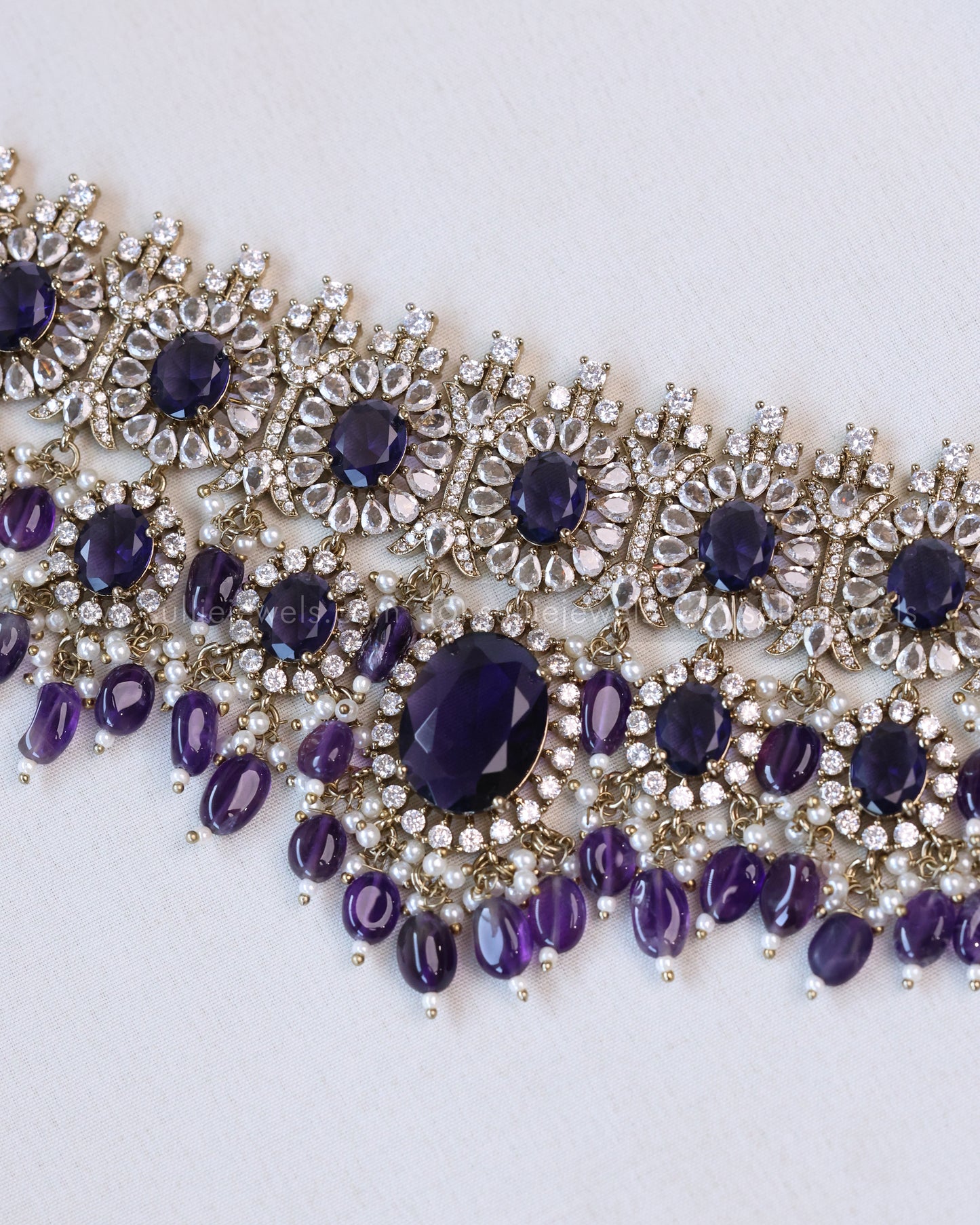 2105 - Premium Navy Blue Heavy Choker with Earrings