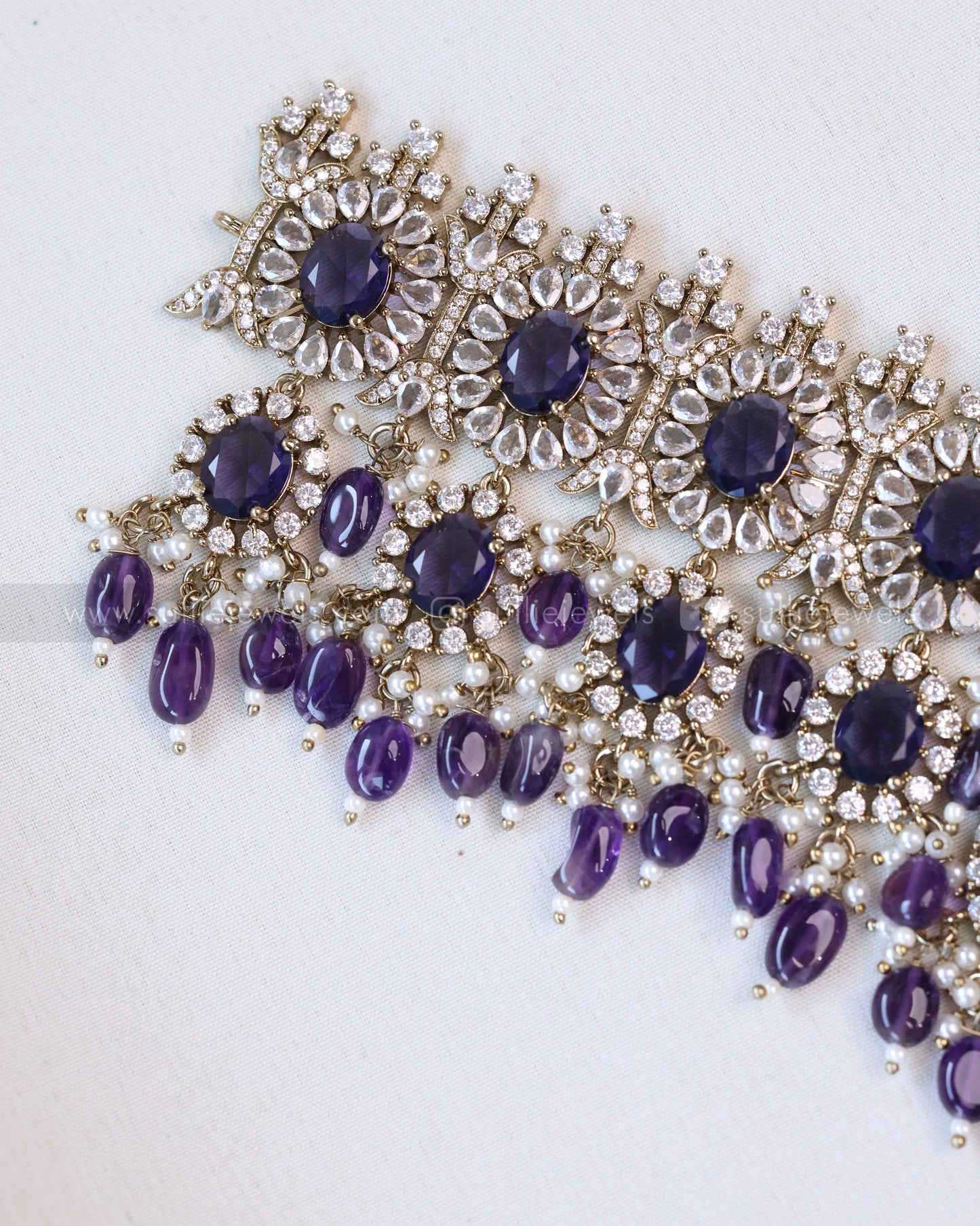 2105 - Premium Navy Blue Heavy Choker with Earrings