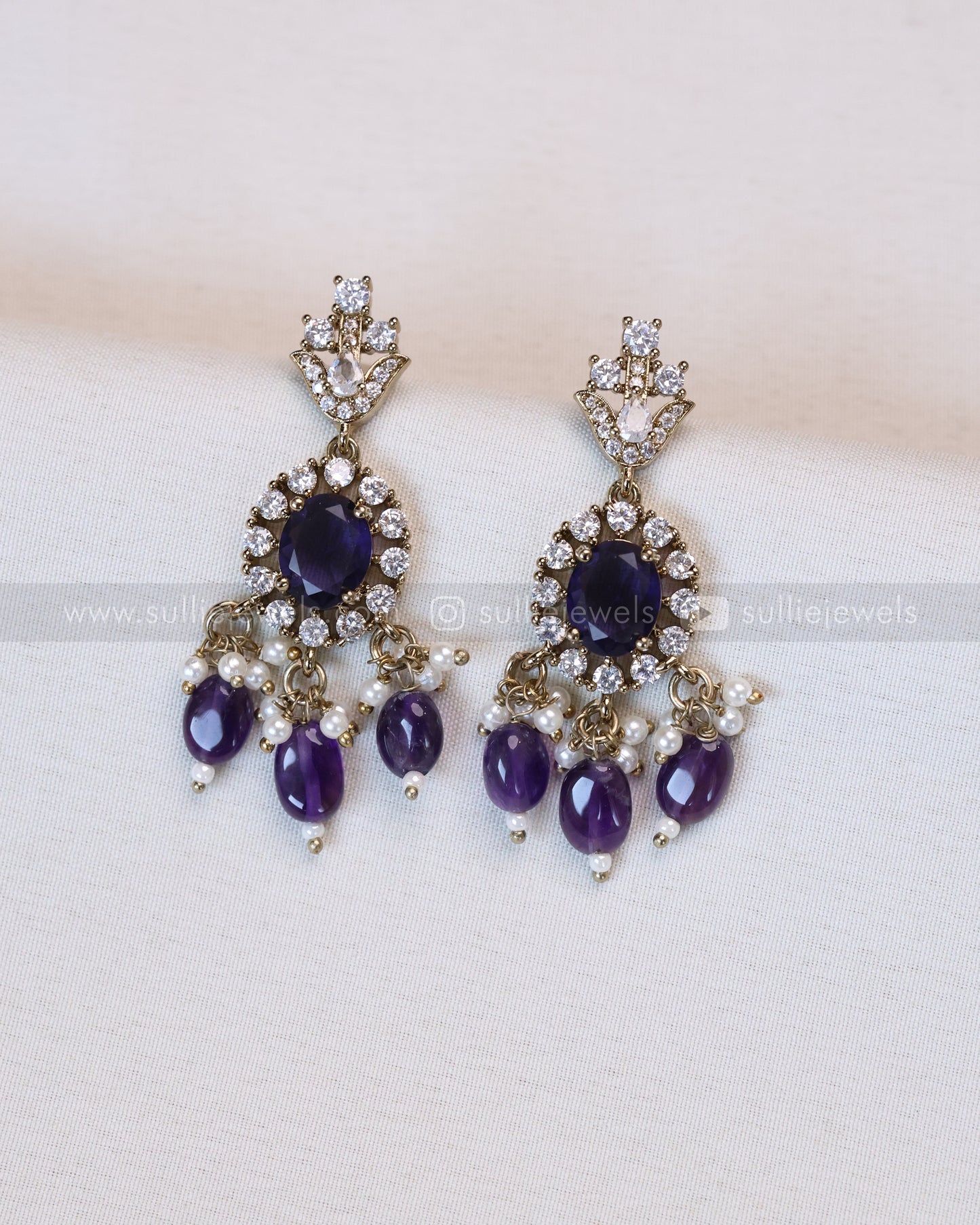 2105 - Premium Navy Blue Heavy Choker with Earrings