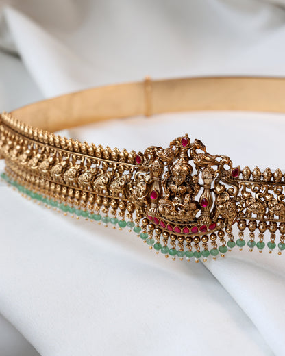 H169 - Premium Goddess Elephant Bridal Hipbelt - Mint Beads