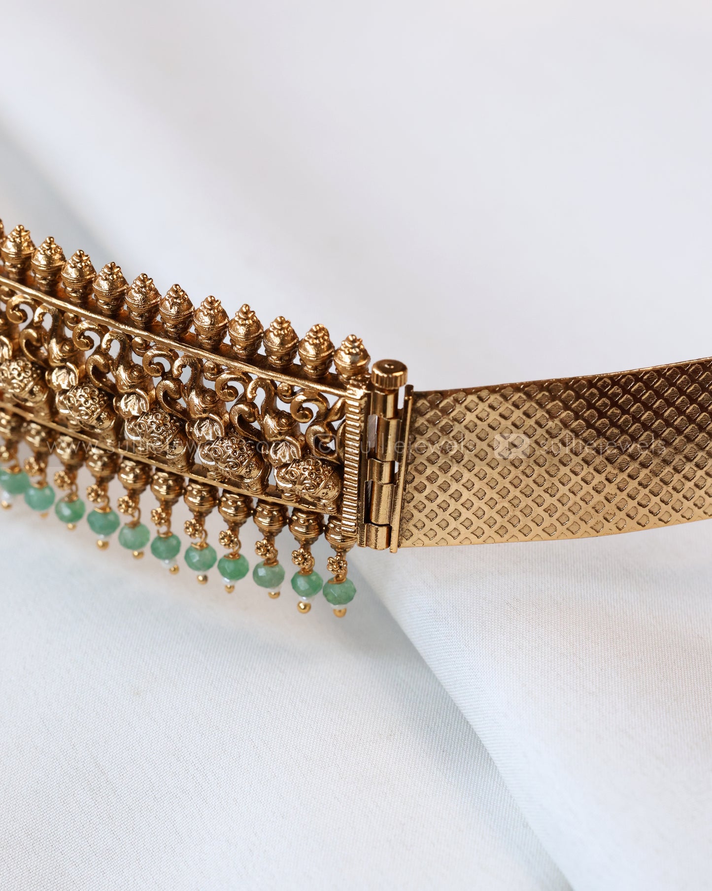 H169 - Premium Goddess Elephant Bridal Hipbelt - Mint Beads