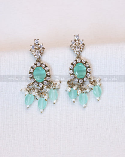 2103 - Premium Pastel Green Heavy Choker with Earrings