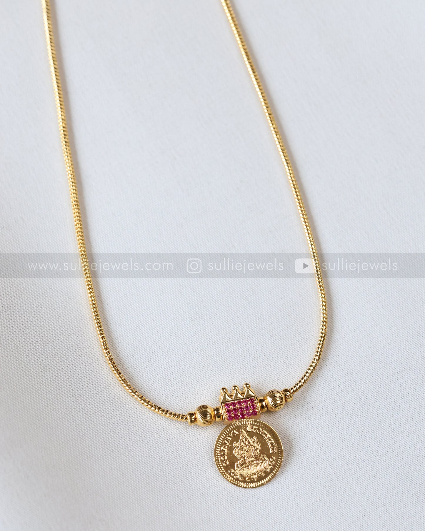 3931 - Gold Plated Mangalsutra Single Coin Pendant Chain