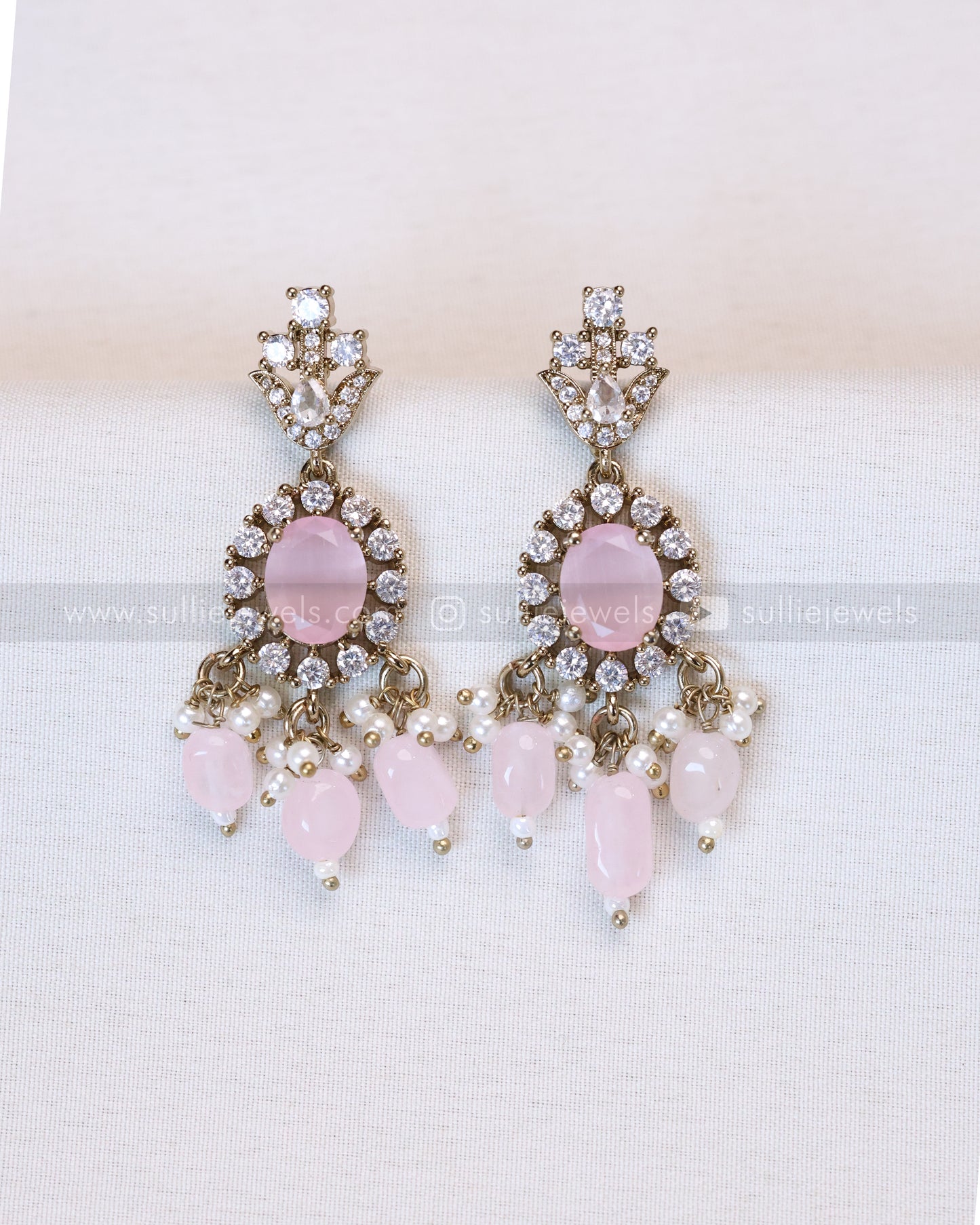 2101 - Premium Pastel Pink Heavy Choker with Earrings