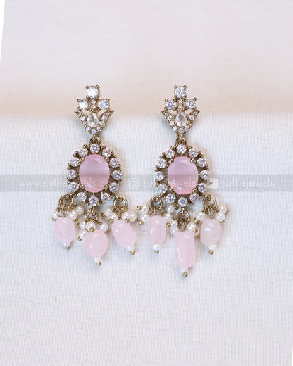 2101 - Premium Pastel Pink Heavy Choker with Earrings