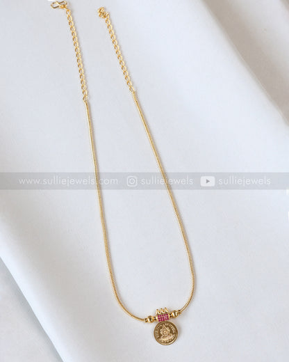 3931 - Gold Plated Mangalsutra Single Coin Pendant Chain