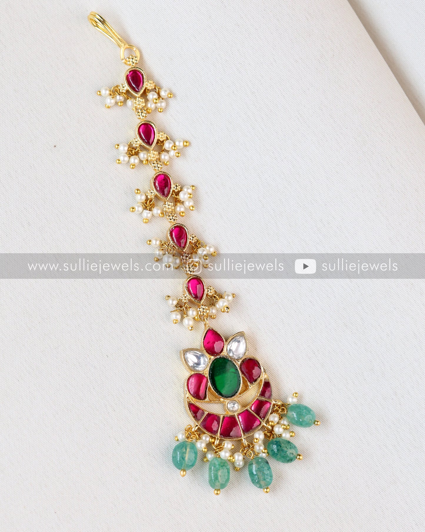 Premium Kemp Chandbali Tikka with Mint beads