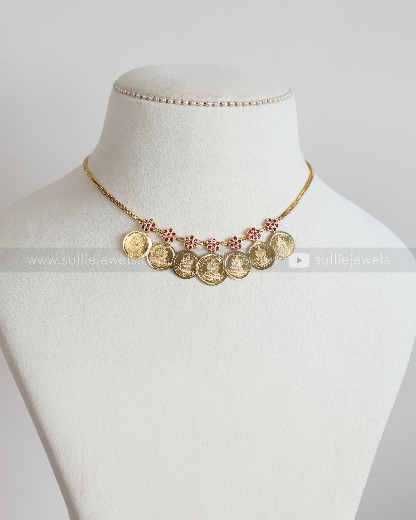 3934 - Ruby Flower Gold Plated Kashumaala