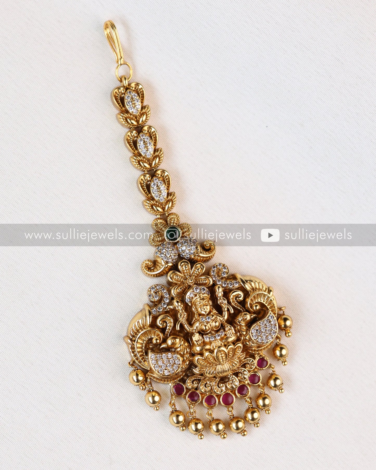 Premium Peacock Lakshmi Stone Tikka