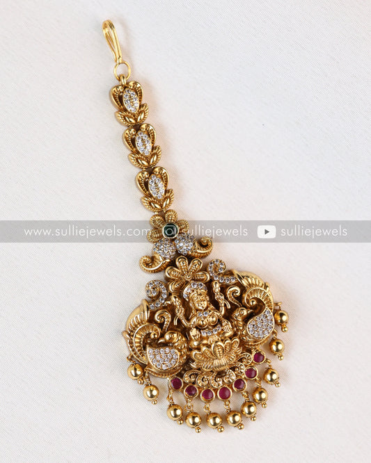 Premium Peacock Lakshmi Stone Tikka