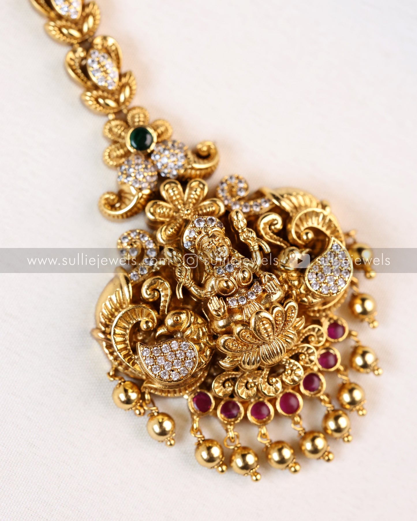 Premium Peacock Lakshmi Stone Tikka
