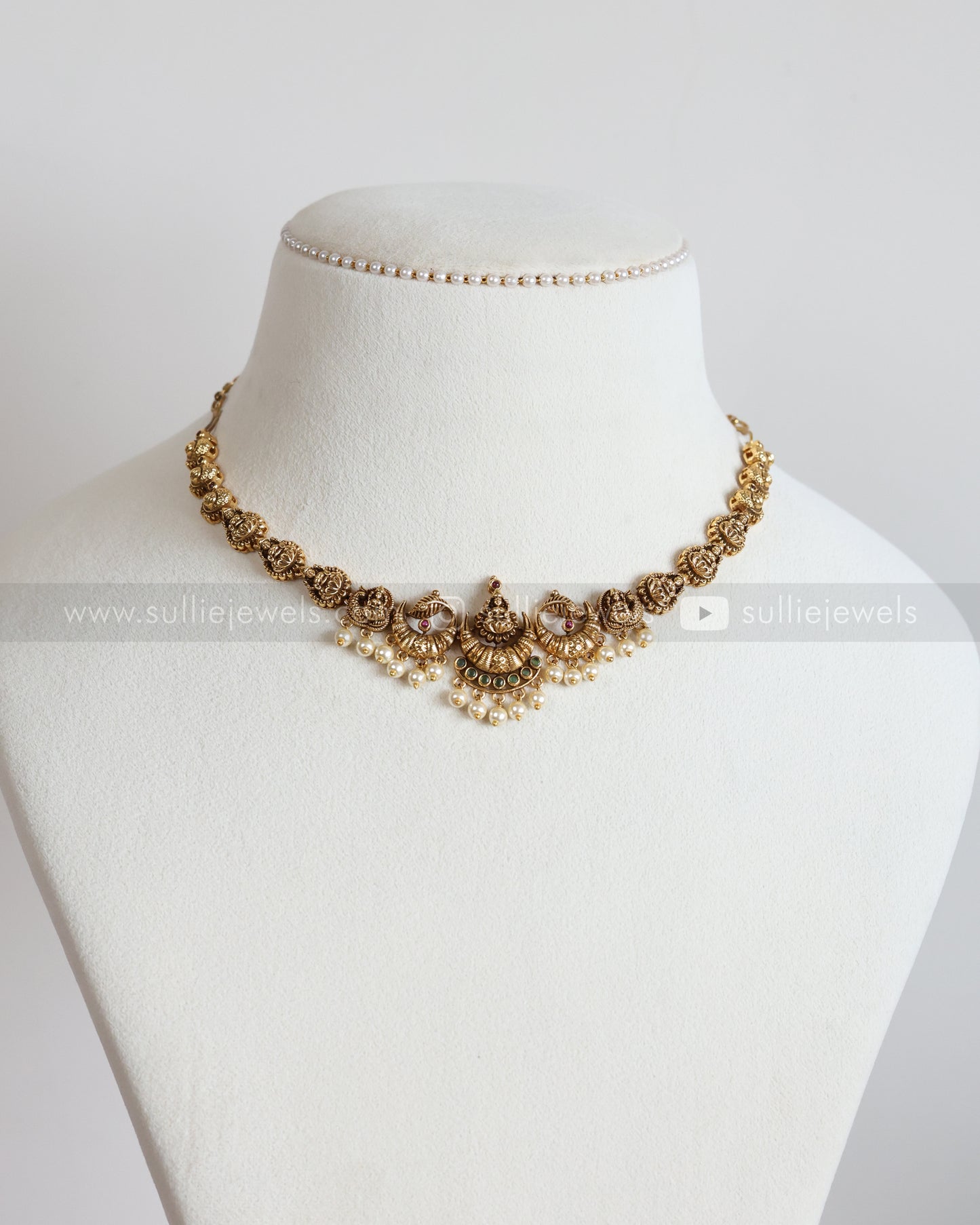 3896 - Lakshmi Pearl Chandbali Design Necklace with Jhumka