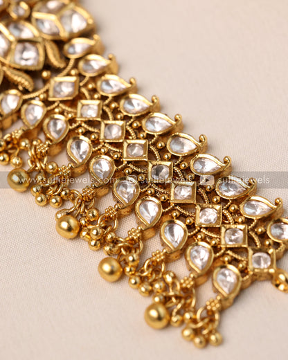 Premium White Stone Heavy Choker with Earring