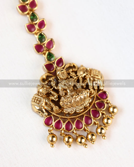 Premium Elephant Lakshmi Ruby Stone Tikka