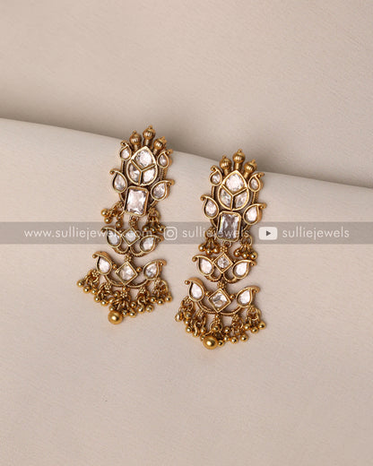 Premium White Stone Heavy Choker with Earring