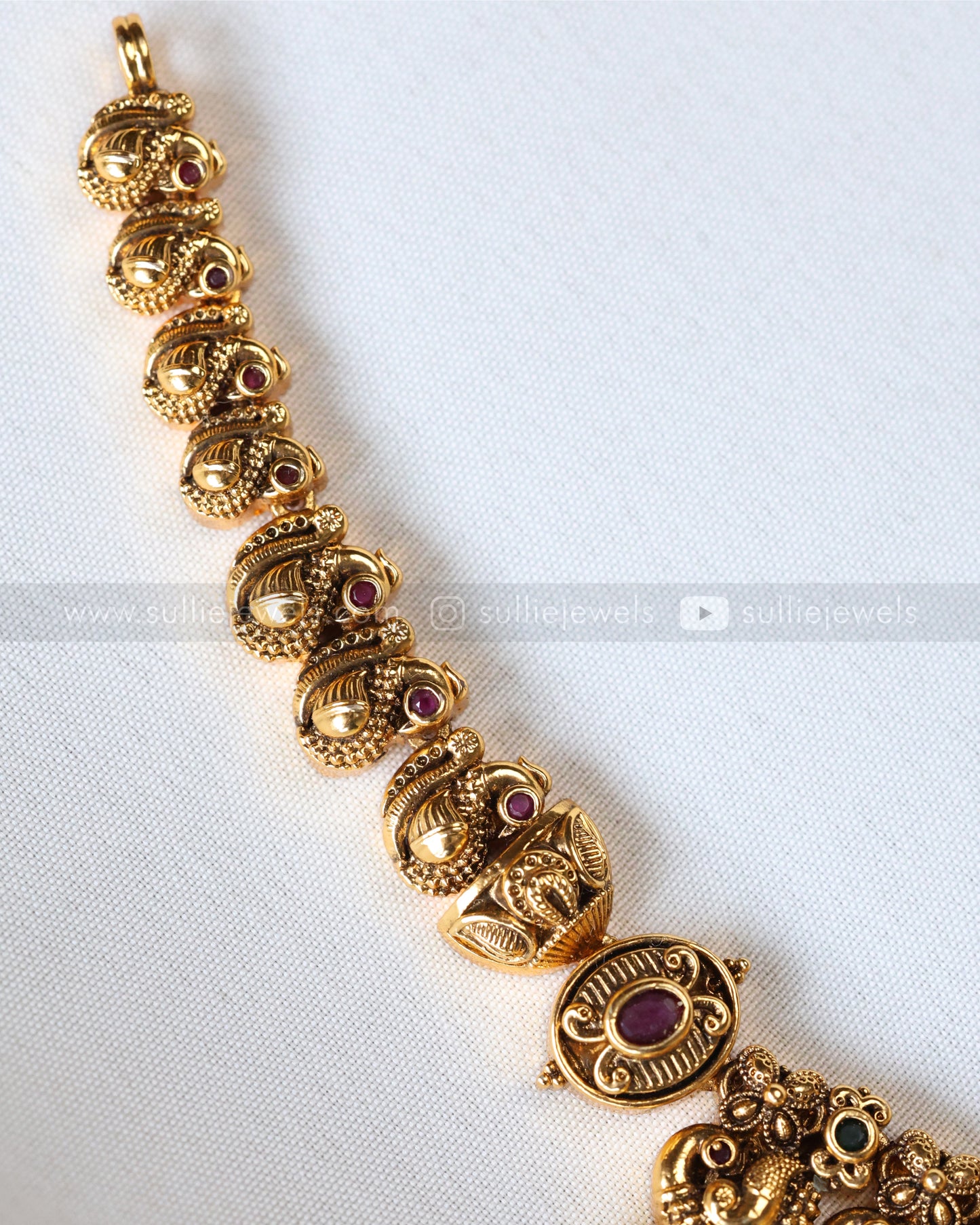 3912 - No Idol Peacock Mint Beads Necklace with Jhumka
