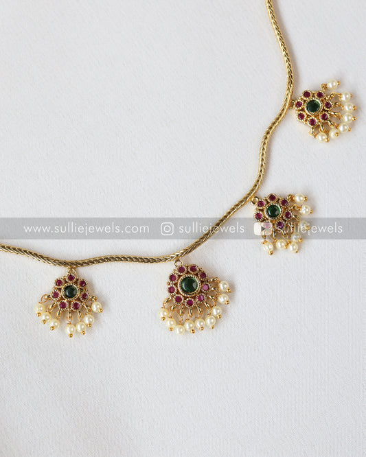 Minimal Gold & Stone Necklace with Stud