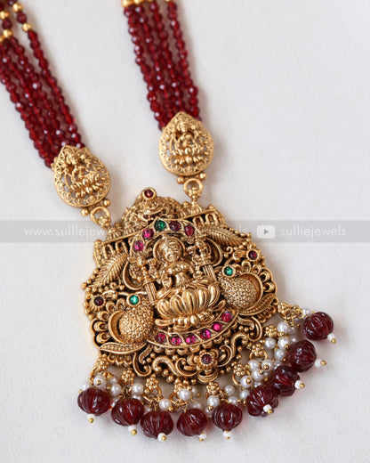 7161 - Sullie Basic - Goddess Pendant Red Haram with Jhumka