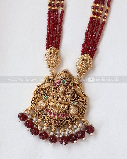 7161 - Sullie Basic - Goddess Pendant Red Haram with Jhumka