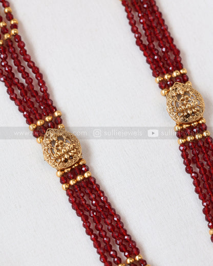7161 - Sullie Basic - Goddess Pendant Red Haram with Jhumka