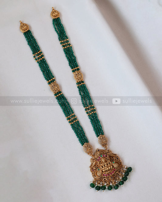 7162 - Sullie Basic - Goddess Pendant Green Haram with Jhumka