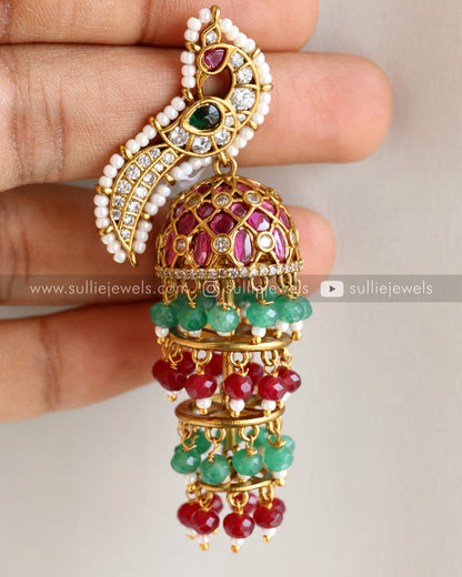 Peacock Premium Heavy Long Beads Earring