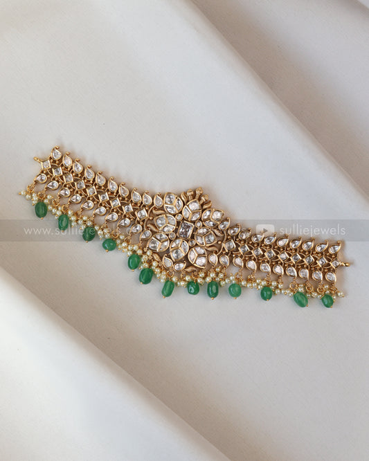 Premium White Stone Heavy Choker with Earring - Mint Beads