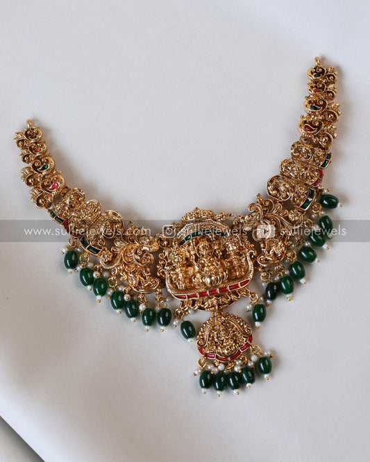 Sullie Basic - Goddess Green Beads Necklace with Jhumka