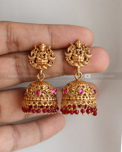 7161 - Sullie Basic - Goddess Pendant Red Haram with Jhumka
