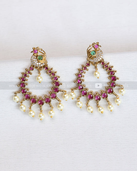 E1259 - Peacock Ruby Pearl Earring