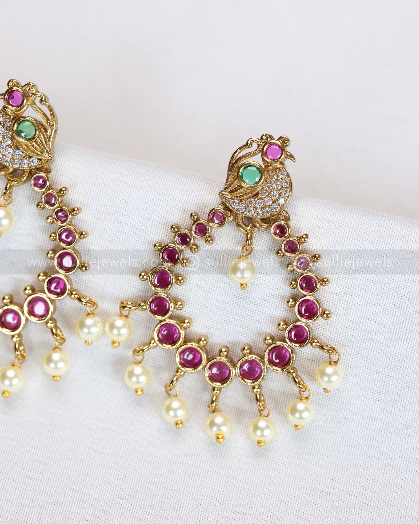 E1259 - Peacock Ruby Pearl Earring