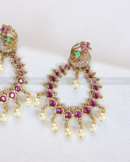 E1259 - Peacock Ruby Pearl Earring