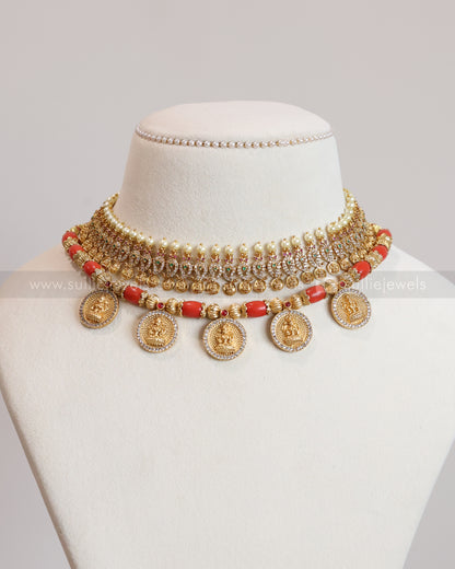 Pearl & Coin Coral Stone Layered Combo