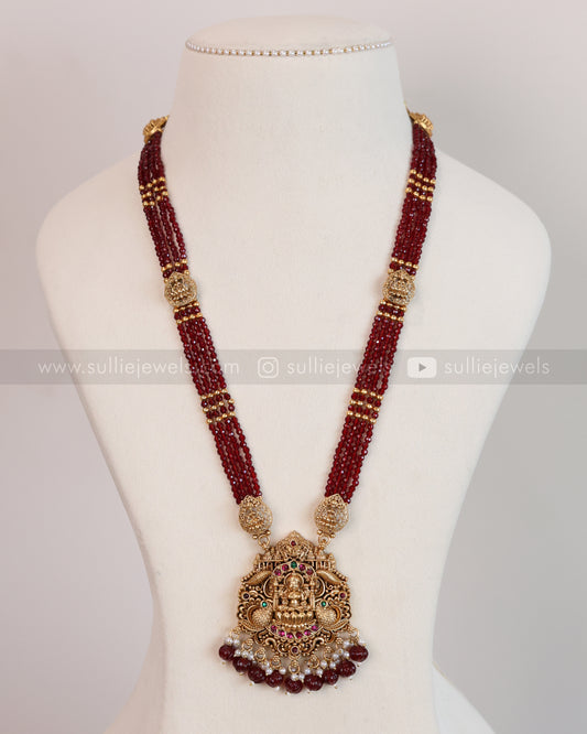 7161 - Sullie Basic - Goddess Pendant Red Haram with Jhumka